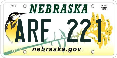 NE license plate ARF221