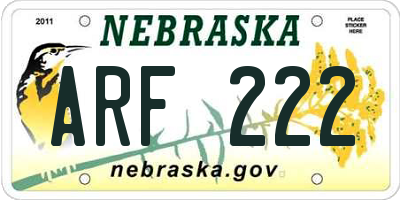 NE license plate ARF222