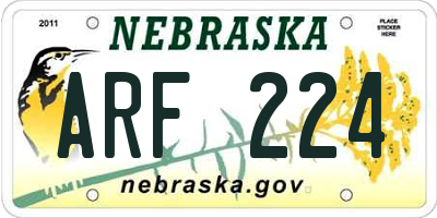 NE license plate ARF224