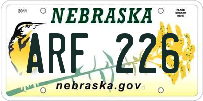 NE license plate ARF226