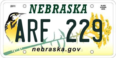 NE license plate ARF229