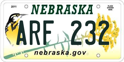 NE license plate ARF232