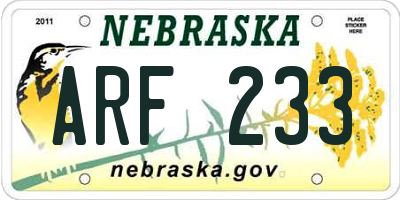 NE license plate ARF233