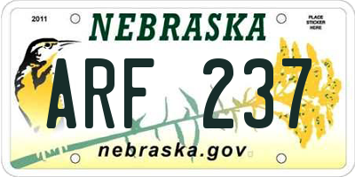 NE license plate ARF237
