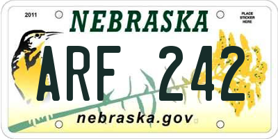 NE license plate ARF242