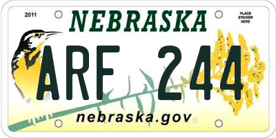 NE license plate ARF244