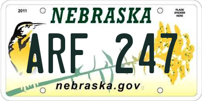 NE license plate ARF247