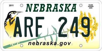 NE license plate ARF249