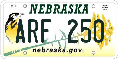 NE license plate ARF250