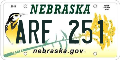 NE license plate ARF251