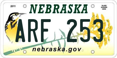 NE license plate ARF253