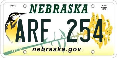 NE license plate ARF254