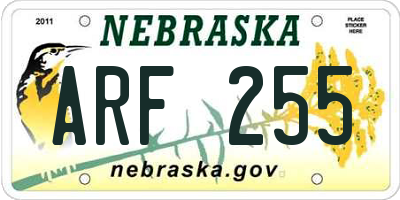 NE license plate ARF255