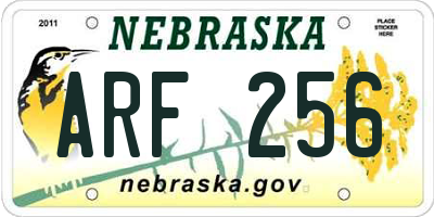 NE license plate ARF256