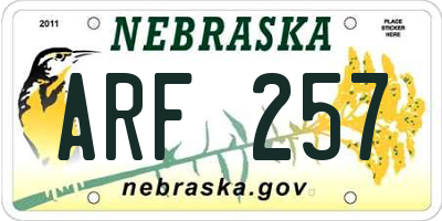 NE license plate ARF257