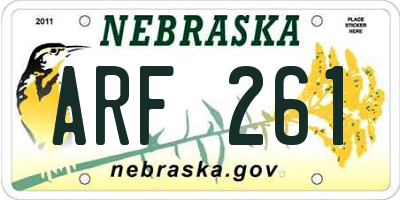 NE license plate ARF261