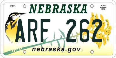 NE license plate ARF262