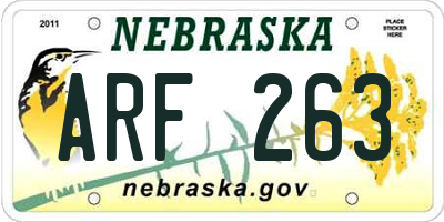 NE license plate ARF263