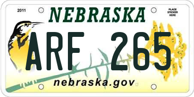 NE license plate ARF265