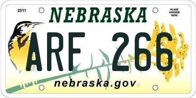 NE license plate ARF266