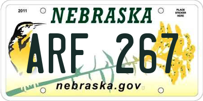 NE license plate ARF267