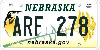NE license plate ARF278