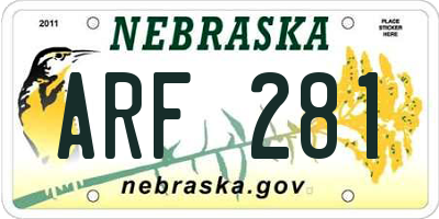 NE license plate ARF281