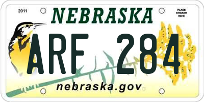 NE license plate ARF284