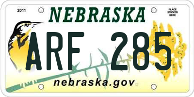 NE license plate ARF285