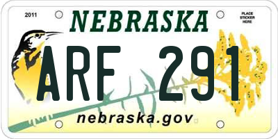 NE license plate ARF291