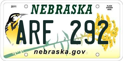 NE license plate ARF292