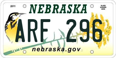 NE license plate ARF296