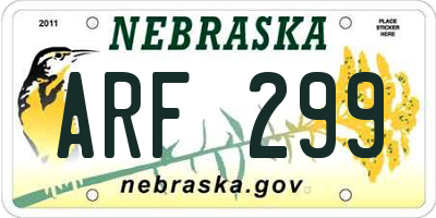 NE license plate ARF299