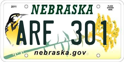 NE license plate ARF301