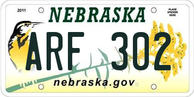 NE license plate ARF302