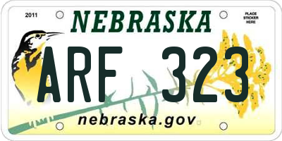NE license plate ARF323