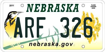 NE license plate ARF326