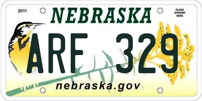 NE license plate ARF329