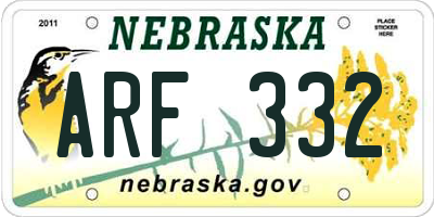 NE license plate ARF332