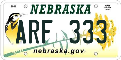 NE license plate ARF333
