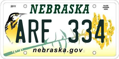 NE license plate ARF334