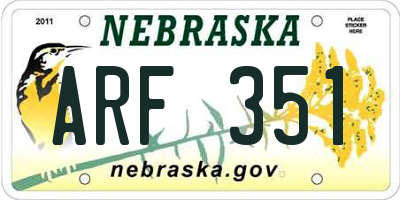 NE license plate ARF351