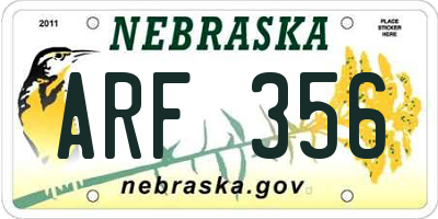 NE license plate ARF356