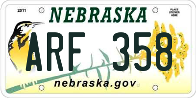 NE license plate ARF358