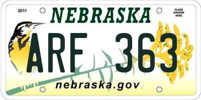 NE license plate ARF363