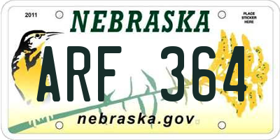 NE license plate ARF364