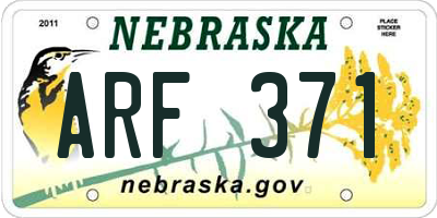 NE license plate ARF371