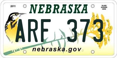 NE license plate ARF373