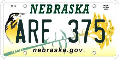 NE license plate ARF375