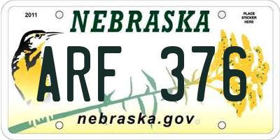 NE license plate ARF376